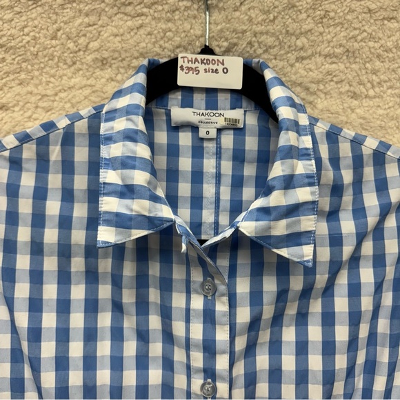 *Size 0 - THAKOON - Blue Gingham Mini Cotton Dress Rent the Runway RTR $395 msrp - Picture 7 of 13